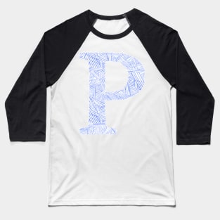 The Letter P Blue Watercolor Stripes Baseball T-Shirt